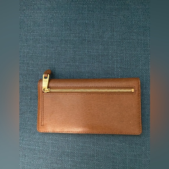 NWOT Lauren Ralph Lauren Genuine Leather Brown Fold Long Wallet Gold Hardware - Picture 3 of 13